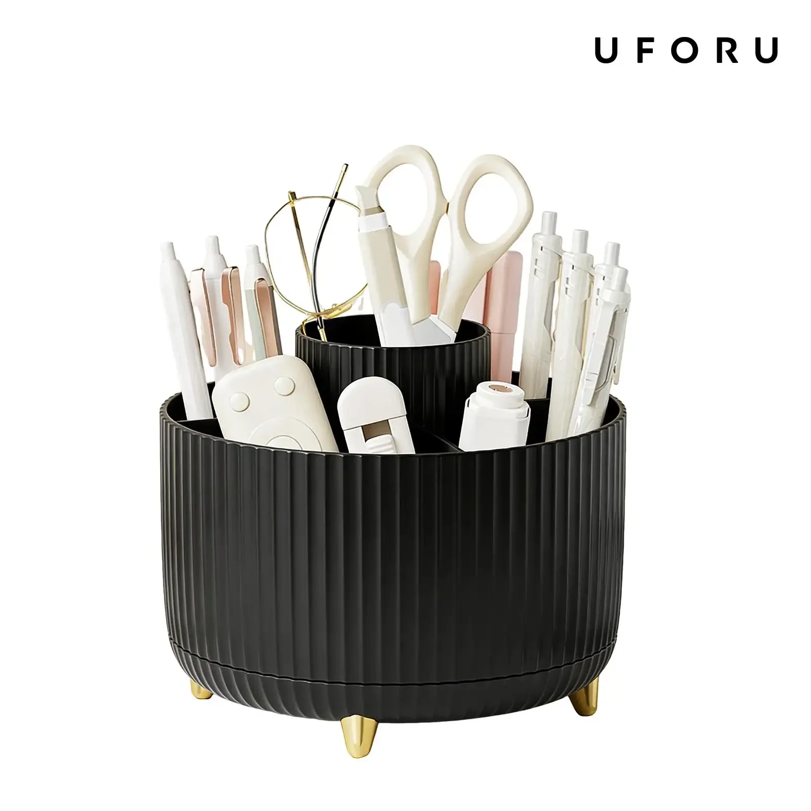 Luxury Skincare & Spa Photos - 360 Rotating Makeup Organizer Luxury Striped